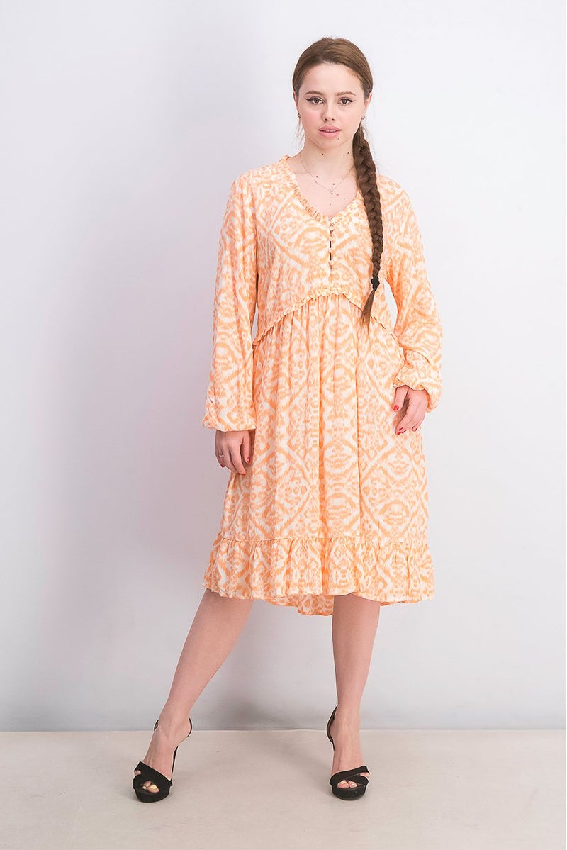 Tchibo Women Printed Midi Dress, Orange - Image 1