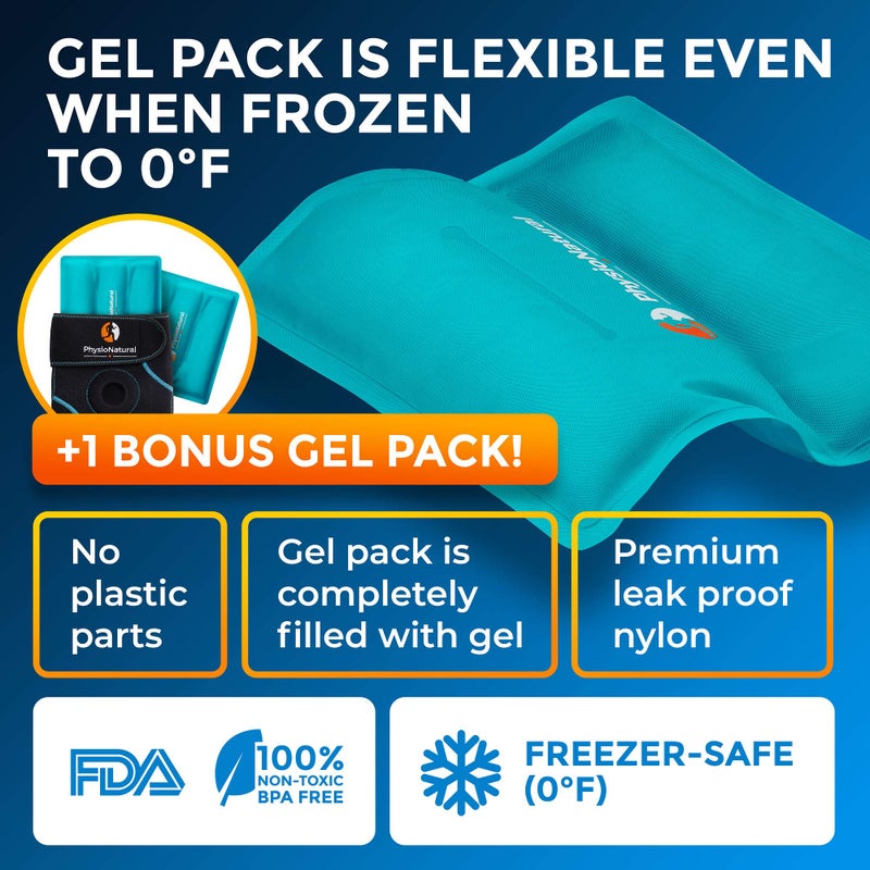 PhysioNatural Ice Pack for Knee Pain Relief, Reusable Gel Ice Wrap for Leg Injuries, Swelling, Knee Replacement Surgery, Cold Compress Therapy for Arthritis, Meniscus Tear and ACL - Image 5