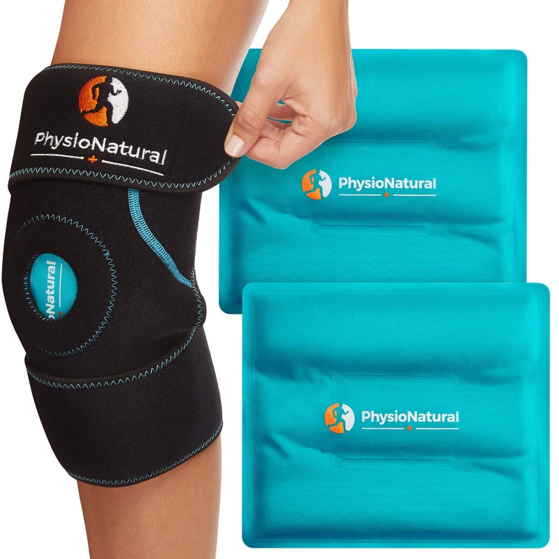 PhysioNatural Ice Pack for Knee Pain Relief, Reusable Gel Ice Wrap for Leg Injuries, Swelling, Knee Replacement Surgery, Cold Compress Therapy for Arthritis, Meniscus Tear and ACL - Image 1