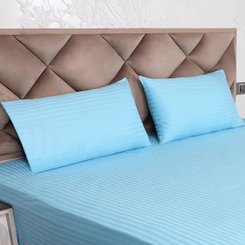 AVI 210TC Soft Luxury Satin Stripe Cotton Pillow Covers Set of 2, Envelope Closure Pillow Cases, Breathable Hotel Quality Pillowcover (16x24 Inches, Sky Blue) - Image 1