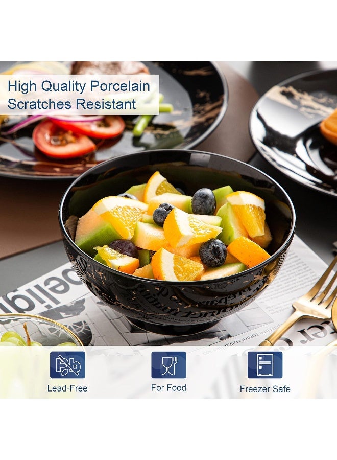 LOVECASA Plates and Bowls Sets for 4 Black Dinnerware Sets 16 Piece Gold Splash Glaze Round Dish Set LOVECASA Porcelain Plate Set with Mugs Dishwasher Microwave Safe - Image 4