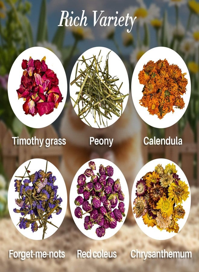 RAINFLOW 150G Hamster Bedding - Hamster Flowers & Herbs Hamster Bedding Dwarf Hamster Bedding Gerbil Bedding Robo Hamster Bedding Katy Hamster Bedding Hamster Habitat Decor Hamster Forage - Image 3
