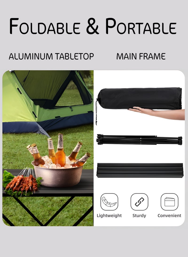 توشيونيكس طاولة تخييم خارجية قابلة للطي - طاولة ألومنيوم خفيفة الوزن محمولة قابلة للطي مع حقيبة حمل، طاولة نزهة مدمجة قابلة للطي للمشي لمسافات طويلة، الصيد، الشاطئ، الشواء، الطبخ، السفر، المهرجانات والاستخدام الداخلي والخارجي - 68 × 47 × 40 سم - Image 2