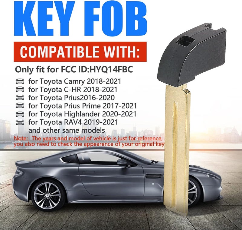 Keymall Car Ignition Emergency Insert Key Blade Replacement - 2 Pieces for Toyota Camry, C-HR, Prius, and More - Image 2