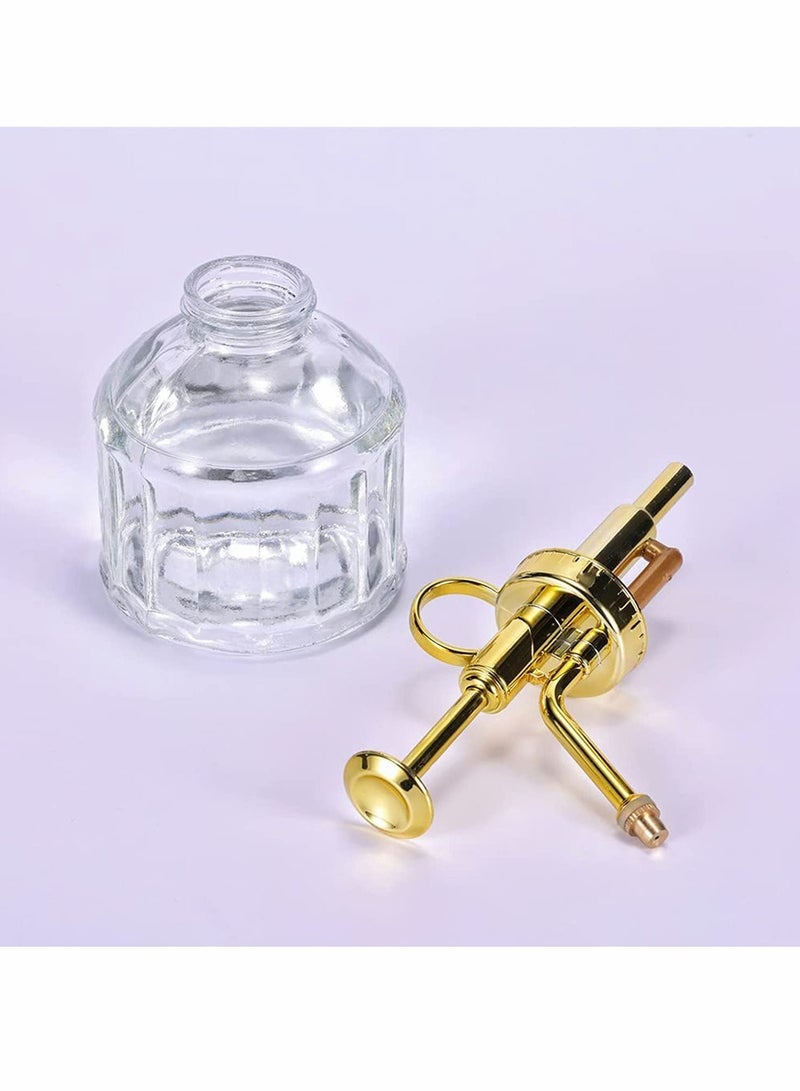 KASTWAVE زجاجة رش النباتات، زجاجة رش مياه شفافة بارتفاع 6 بوصات مع مضخة ذات غطاء ذهبي، علبة ري صغيرة، مرش نباتات صغيرة داخلي خارجي لنباتات المنزل (شفافة + ذهبية) - Image 4