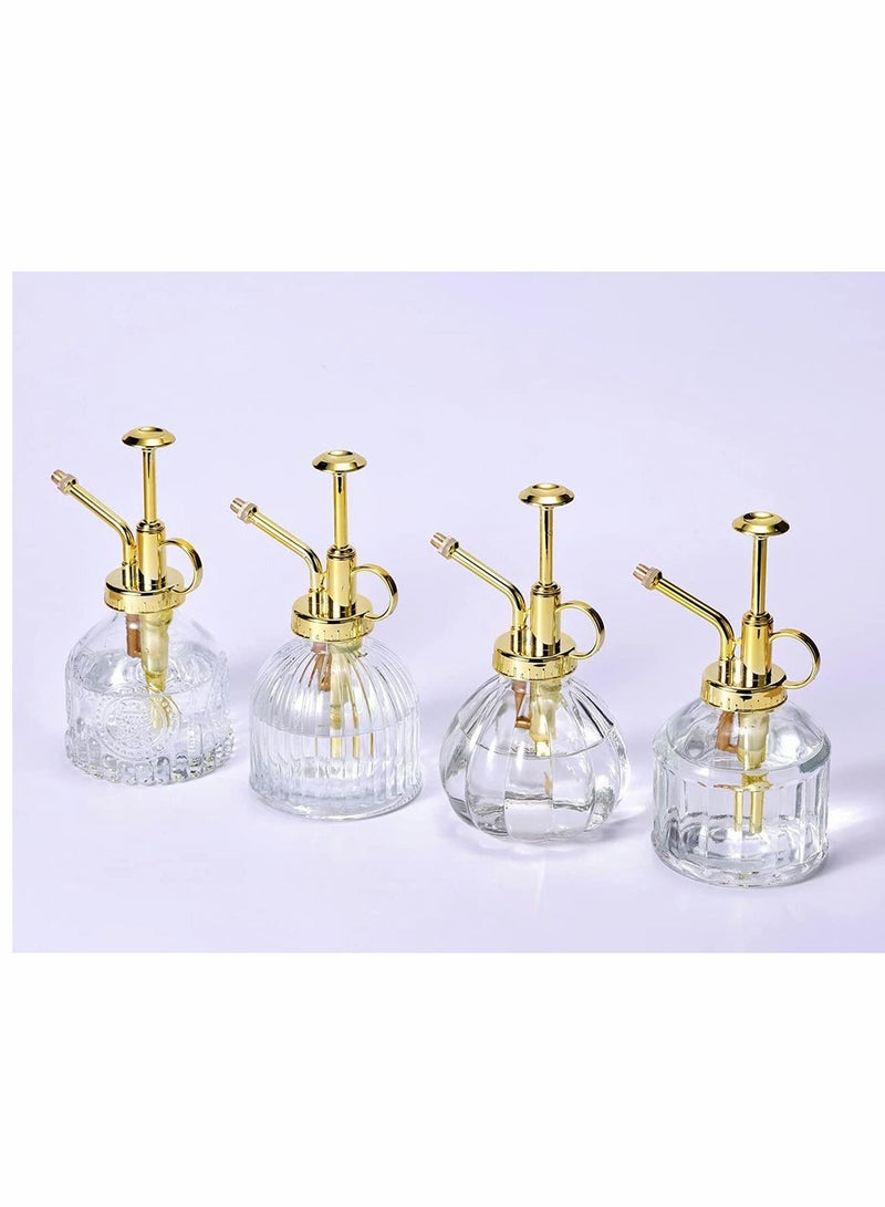 KASTWAVE زجاجة رش النباتات، زجاجة رش مياه شفافة بارتفاع 6 بوصات مع مضخة ذات غطاء ذهبي، علبة ري صغيرة، مرش نباتات صغيرة داخلي خارجي لنباتات المنزل (شفافة + ذهبية) - Image 5