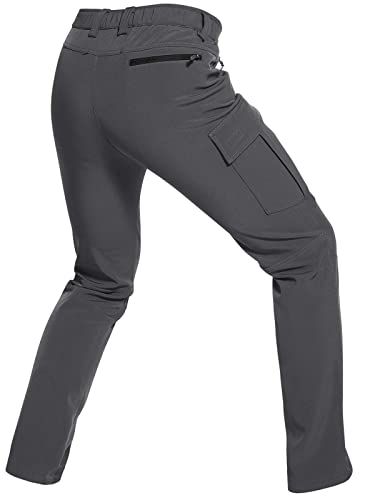 Wespornow Men's-Fleece-Lined-Hiking-Pants Water-Resistance-Snow-Ski-Pants Softshell Snowboarding Pants for Winter, Skiing, Outdoor (Grey, Large) - Image 3