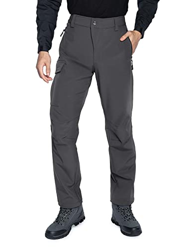 Wespornow Men's-Fleece-Lined-Hiking-Pants Water-Resistance-Snow-Ski-Pants Softshell Snowboarding Pants for Winter, Skiing, Outdoor (Grey, Large) - Image 2
