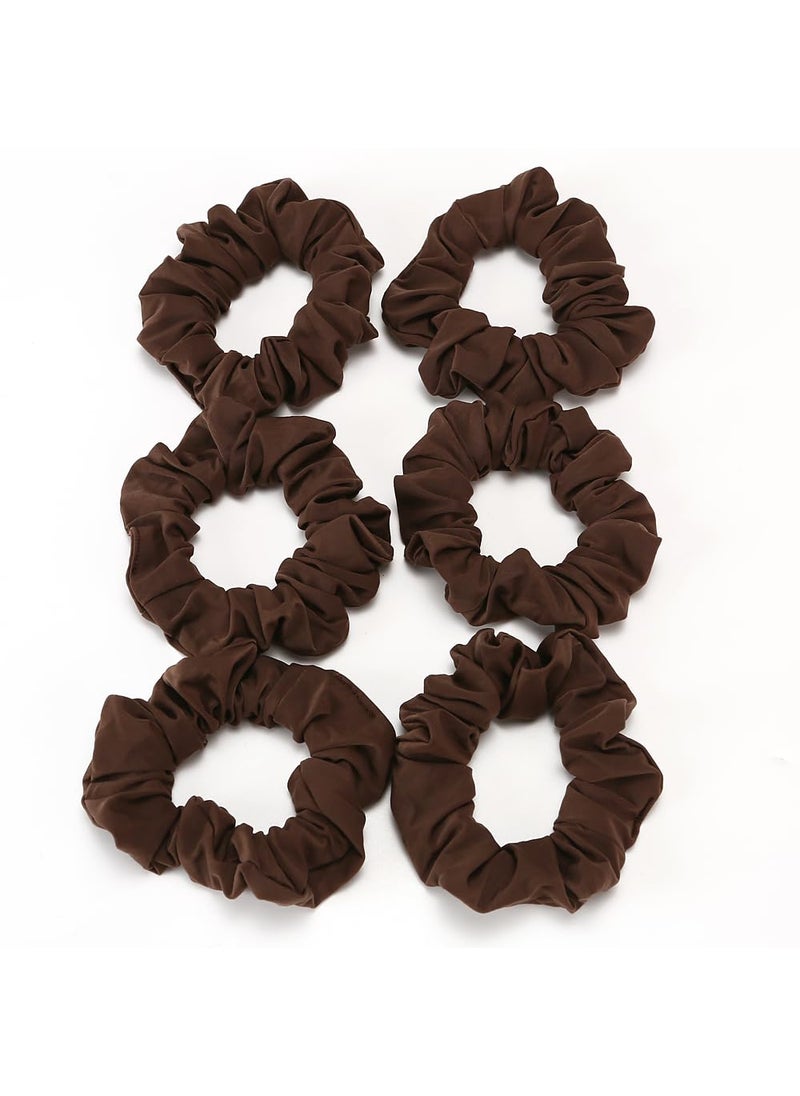 LONEEDY - LONEEDY 6 PCS Soft Satin Hair Scrunchies Hair TiesLarge Hair Scrunchies Silk Satin Scrunchy for Women and Girls Hair Elastics Bands No Hurt Your Hair Brown - Image 1