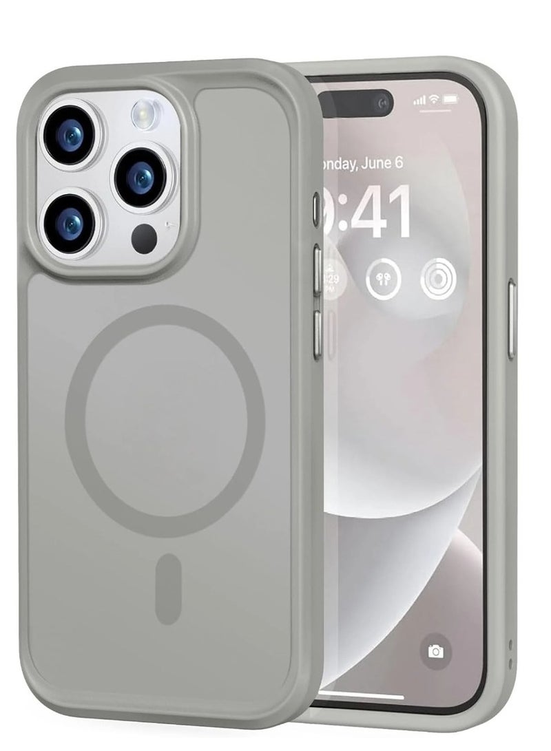 Denx Magnetic Case for iPhone 15 Pro [Shockproof & Slim] Matte Hard Back Cover with high-Grade Protection | Natural Titanium 