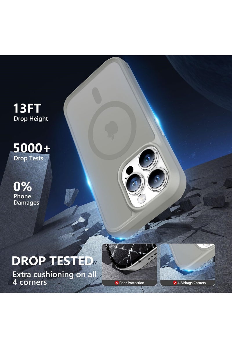 Denx Magnetic Case for iPhone 15 Pro [Shockproof & Slim] Matte Hard Back Cover with high-Grade Protection | Natural Titanium - Image 3