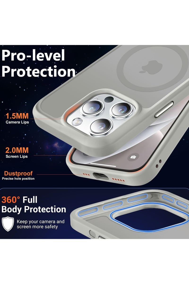 Denx Magnetic Case for iPhone 15 Pro [Shockproof & Slim] Matte Hard Back Cover with high-Grade Protection | Natural Titanium - Image 4
