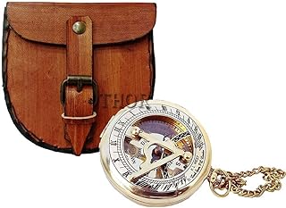 THOR INSTRUMENTS THOR INSTRUMENTS Brass Sundial Compass | Push Button Compass | Christmas | Baptism | Graduation | Wedding | Groomsmen  - Image 1