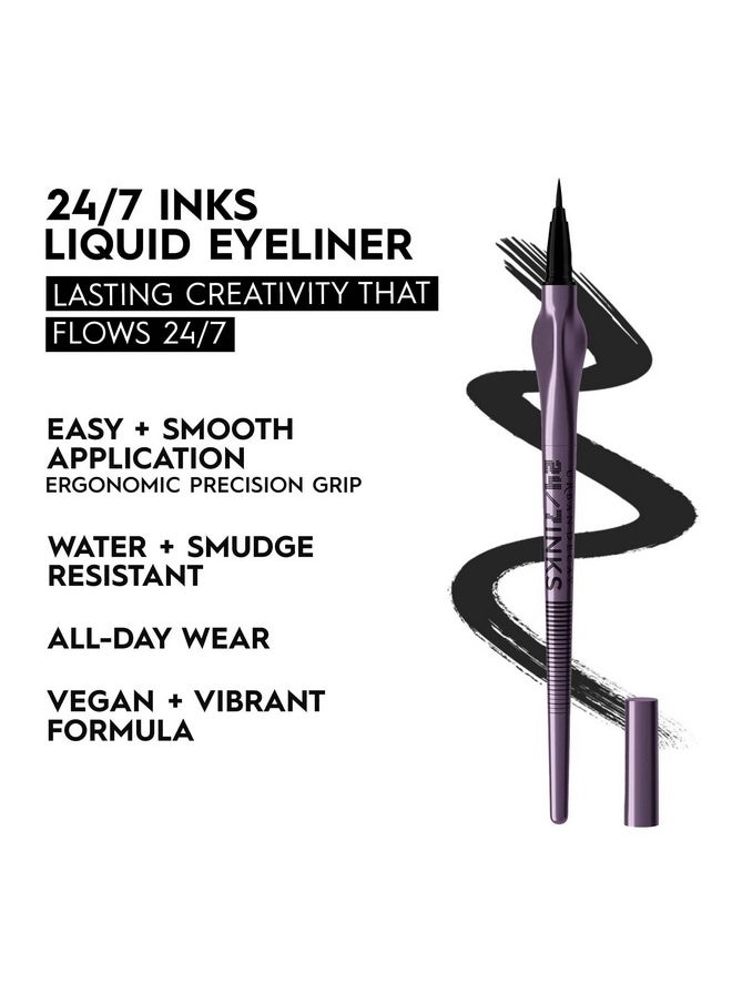 Urban Decay - 24/7 Inks Liquid Eyeliner Pen Water Resistant Smudge Proof Up To 24Hr Wear Ergonomic Grip Vegan & Cruelty Free Zero (Matte Black Brush Tip) - Image 1