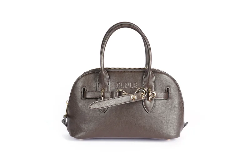 كابلي حقيبة يد دائرية من الجلد الصناعي بتصميم الساتشل