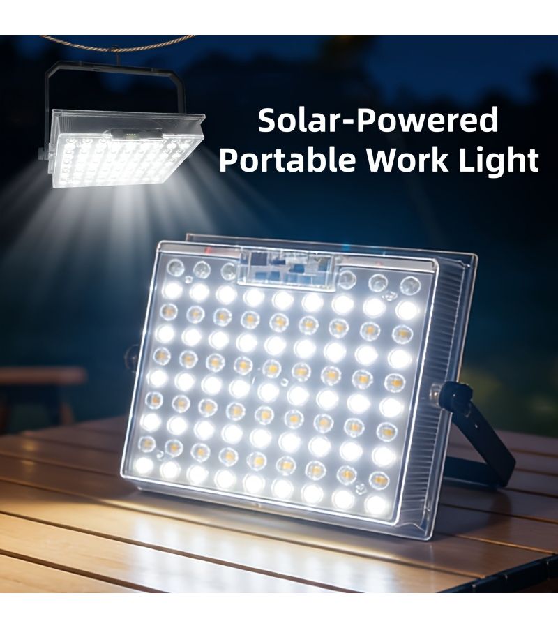مصباح تخييم محمول يعمل بالطاقة الشمسية LED 2400 مللي أمبير قابل لإعادة الشحن مع خطاف، 5 أوضاع إضاءة - Image 1