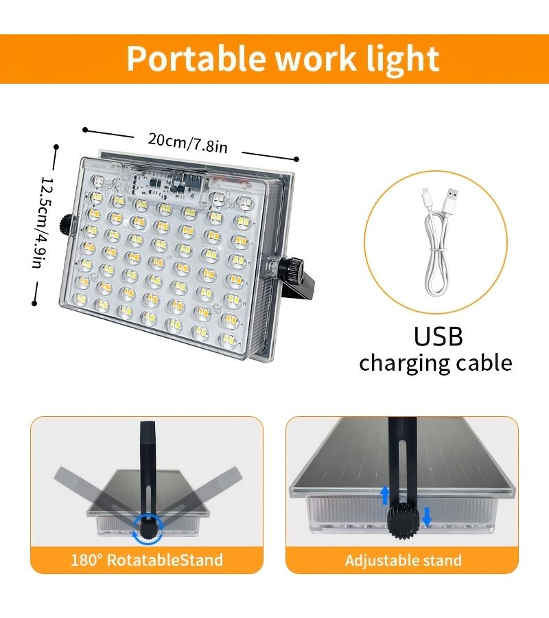 مصباح تخييم محمول يعمل بالطاقة الشمسية LED 2400 مللي أمبير قابل لإعادة الشحن مع خطاف، 5 أوضاع إضاءة - Image 4