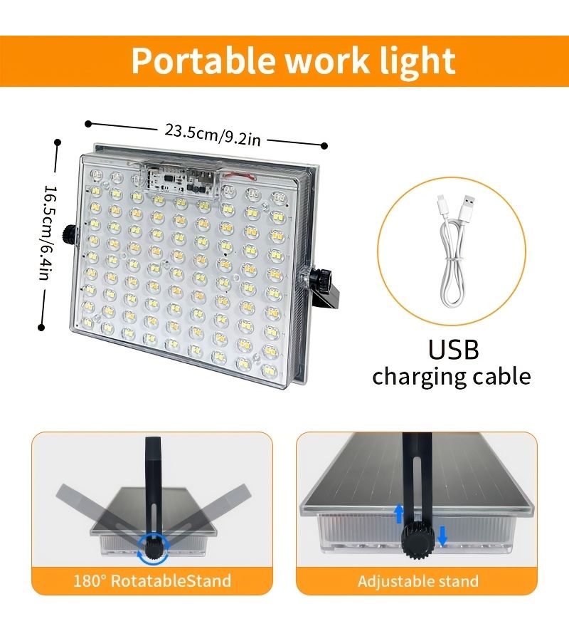 مصباح تخييم محمول يعمل بالطاقة الشمسية LED 2400 مللي أمبير قابل لإعادة الشحن مع خطاف، 5 أوضاع إضاءة - Image 3