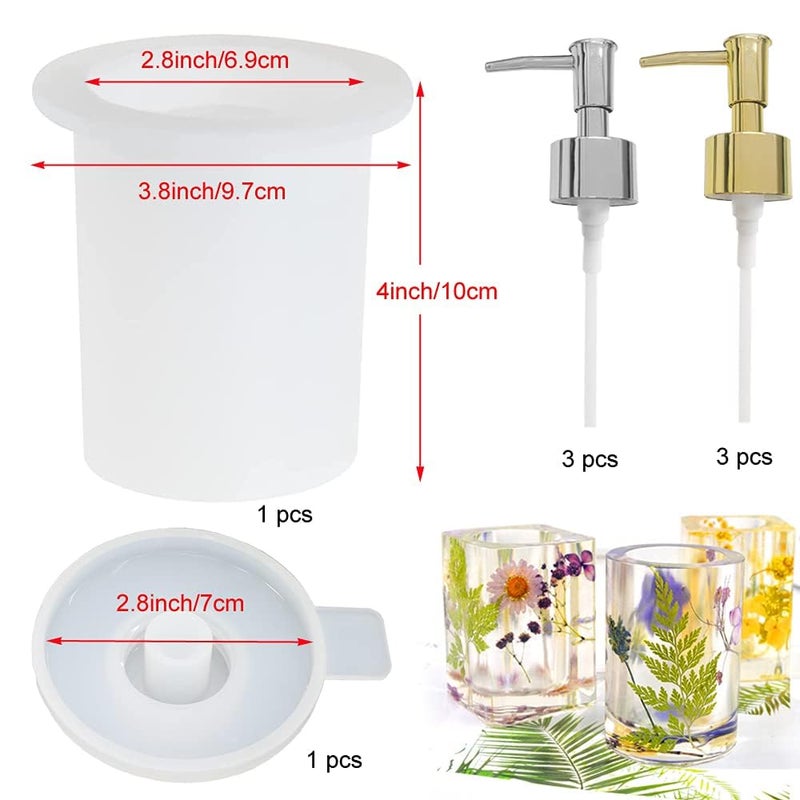 Hundur Store Bottle Resin Mold with Pump,1 Set Pump Bottle Resin Mold+6 Pack Dispenser Pump,Pump Bottle for Storage Soap Lotions Hand Sanitizer and Creams, Dispenser Pump Bottle for Kitchen, Bathroom Home Decor  - Image 2