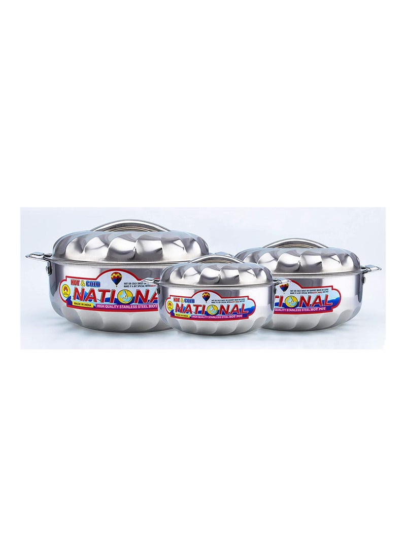 National - 3-Piece Stainless Steel Hot Pot Set Silver - Image 1