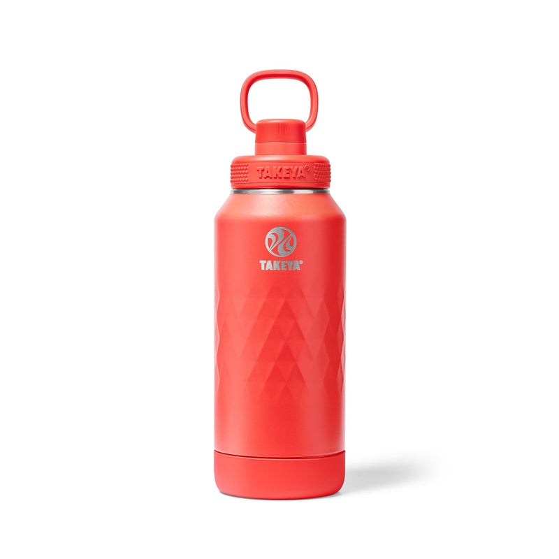Takeya Sport 32 oz TripleInsulated Stainless Steel Water Bottle Spout Lid Leakproof Sweatproof BPAFree Keeps Drinks Cold 36 Hrs Hot 14 Hrs Crimson