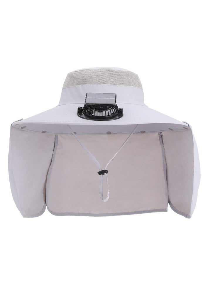 Loquat Solar Fan Hat Wide Brim Sun Hat Solar Fan Hat with Solar Fans Built in  Fishing Hat with Fan for Men Waterproof Outdoor Hiking Camping Fishing Hat Grey  - Image 3