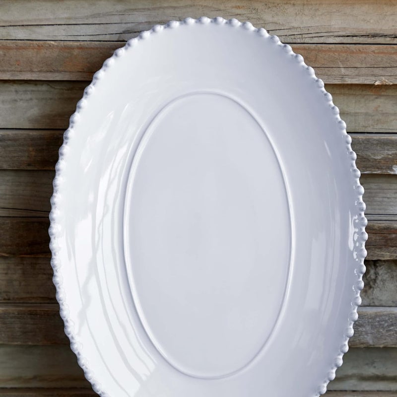 Costa Nova Ceramic Stoneware 20 Oval Platter  Pearl Collection White  Microwave Dishwasher Oven  Freezer Safe Dinnerware  Food Safe Glazing  Restaurant Quality Serveware - Image 4