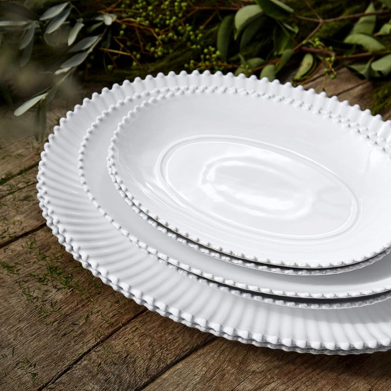 Costa Nova Ceramic Stoneware 20 Oval Platter  Pearl Collection White  Microwave Dishwasher Oven  Freezer Safe Dinnerware  Food Safe Glazing  Restaurant Quality Serveware - Image 5