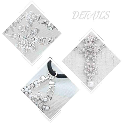 Unsutuo Hair Jewelry Head Chain Wedding Bohemian Floral Headband Elastic for Women(Silver) - Image 3