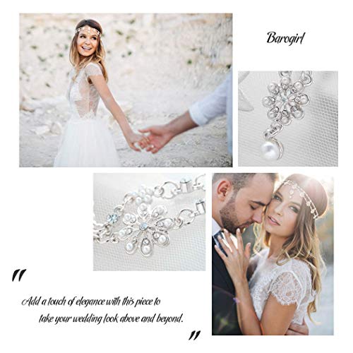 Unsutuo Hair Jewelry Head Chain Wedding Bohemian Floral Headband Elastic for Women(Silver) - Image 5