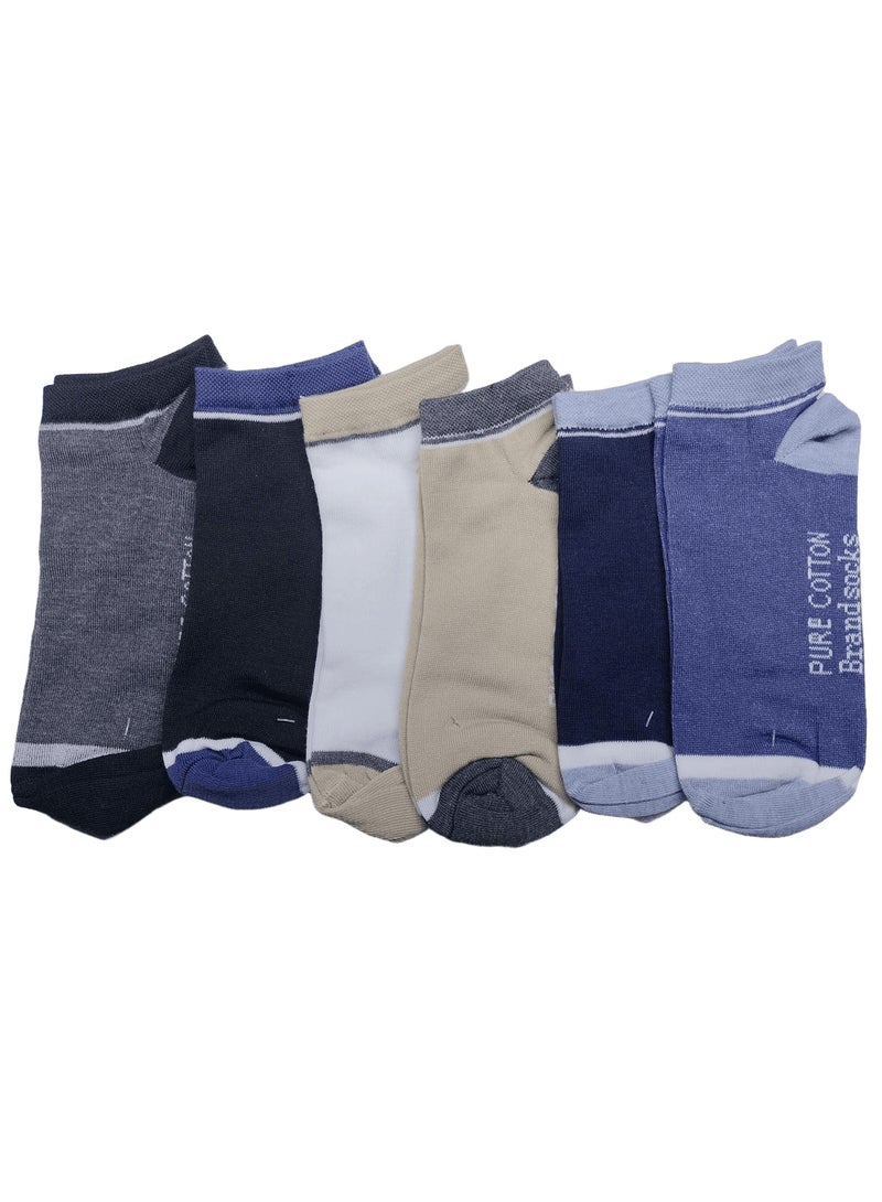 "SMARTEDGE men's stylish socks, plain design, short summer socks, very elegant, set of 6 pairs in assorted colors. Modern design for men.