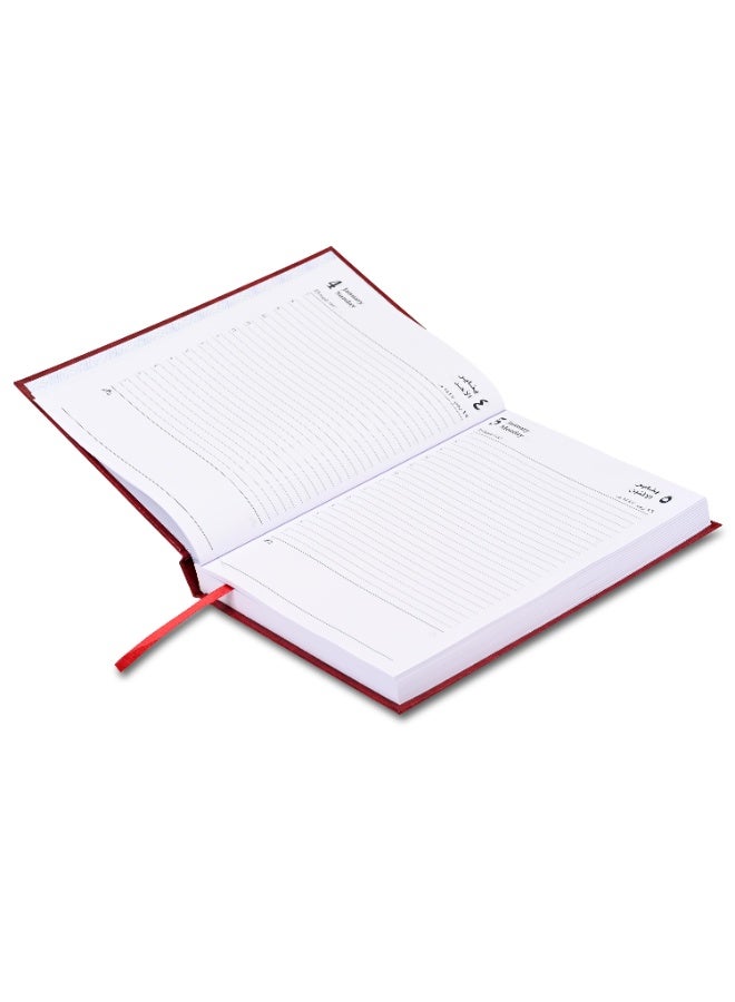 FIS 2026 A5 Diary, 148x210mm Size, 1 Side Padded Vinyl Cover, 1 Day a Page Format, 60gsm White Paper, English/Arabic, Maroon Cover-FSDI18AE26MR - Image 4