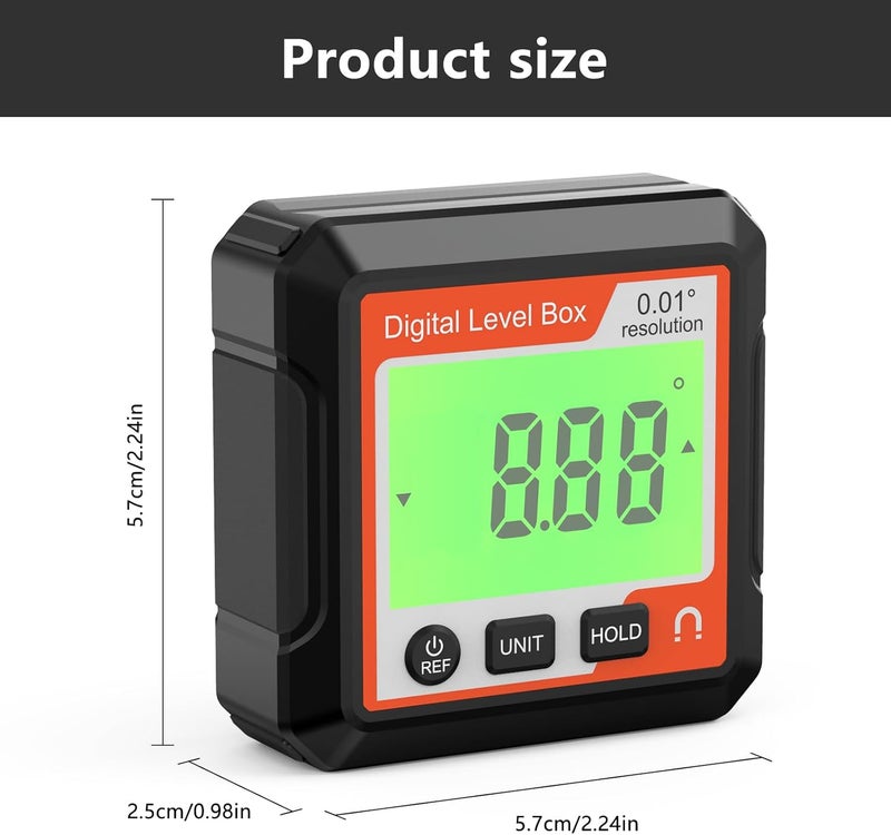 Digital Angle Gauge, Digital Angle Finder, Electronic Level Angle Finder Tool, with Magnetic Base, LCD Accuracy Level, for Hanging, Construction, Woodworking, Machinery (White) - Image 4