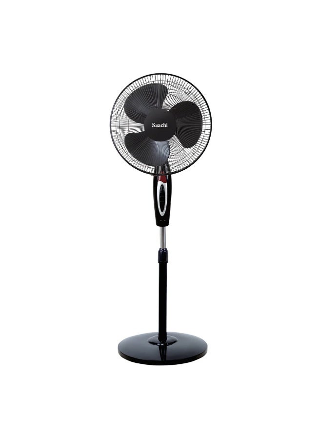 Saachi 16-Inch Stand Fan NL-FN-1738S-BK, Powerful Motor, 3-Speed Control, Adjustable Height & Wide Oscillation, Energy Efficient Quiet Cooling Fan, 55W, Black 55 W NL-FN-1738S-BK black - Image 1