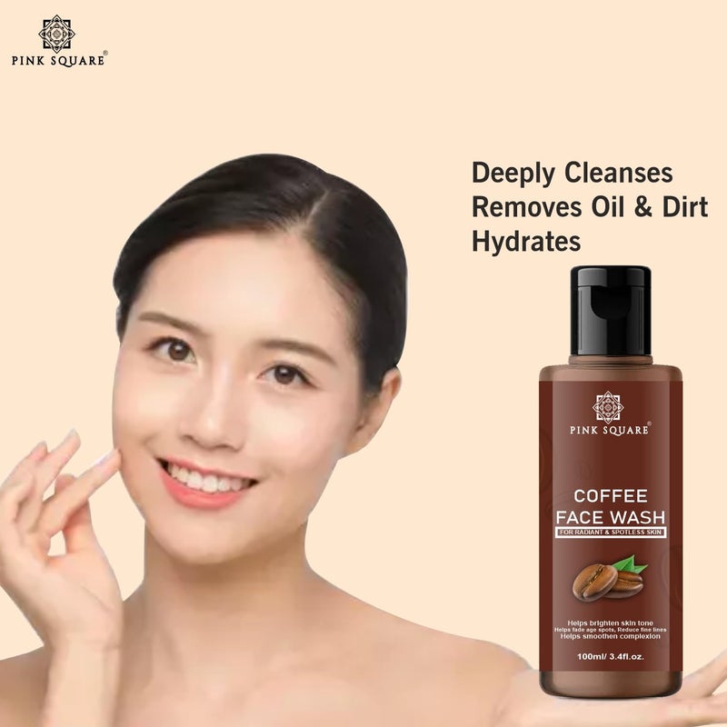 Pink Square Coffee Face Wash For Glowing Skin for MenWomen Long Lasting Refreshment Deep Cleanser Blackheads Removal Acne Treatment Paraben  Sulphate Free Pack of 2 of 200ml - Image 2