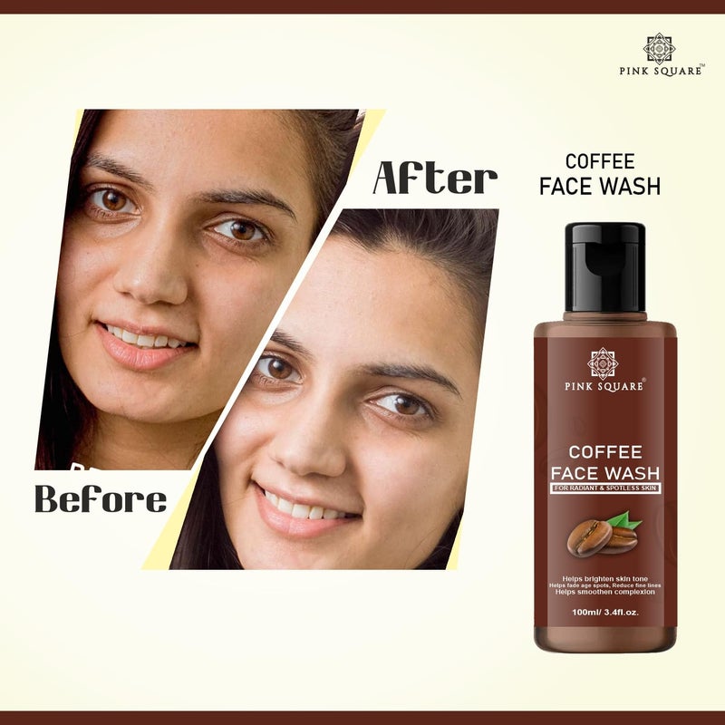 Pink Square Coffee Face Wash For Glowing Skin for MenWomen Long Lasting Refreshment Deep Cleanser Blackheads Removal Acne Treatment Paraben  Sulphate Free Pack of 2 of 200ml - Image 5