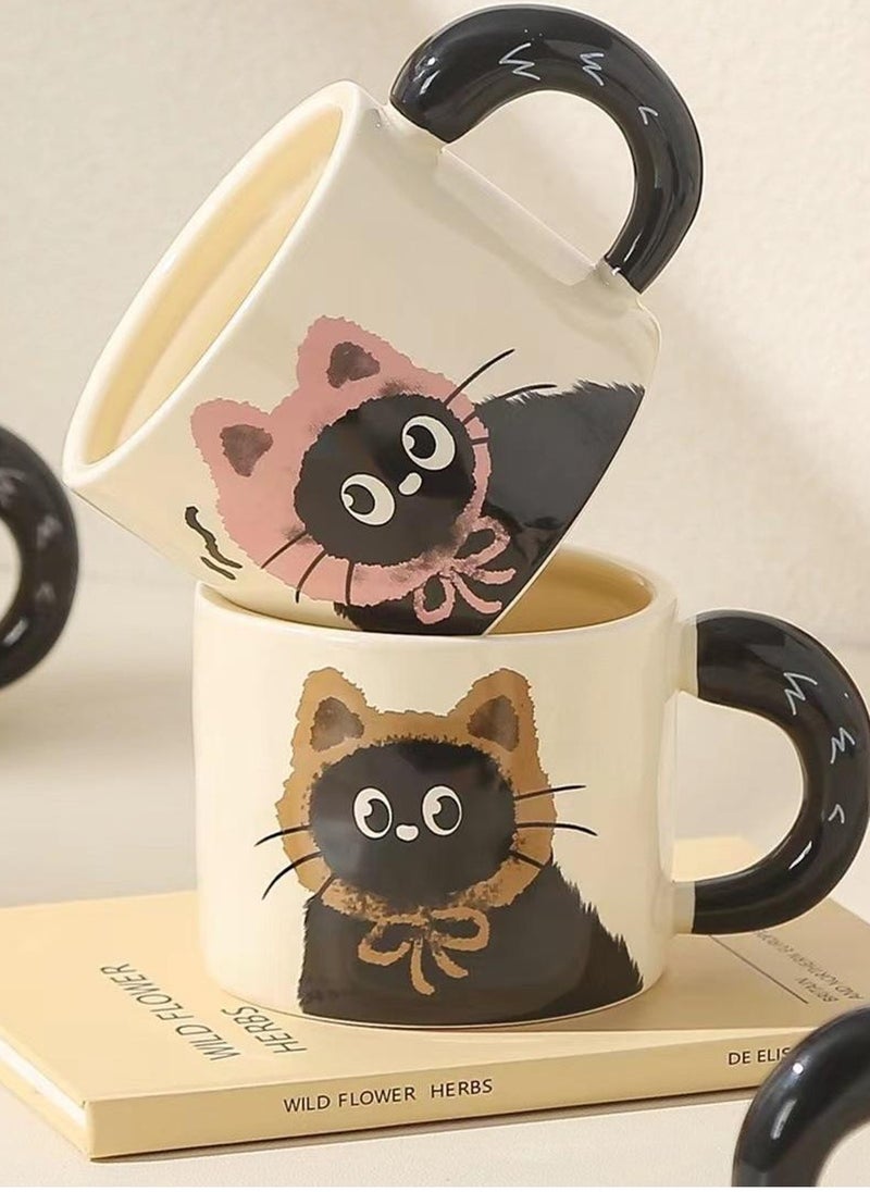 Ceramic Mug With Lid, Cute Little Black Cat, For Coffee Tea Cold Drinks, Microwave & Dishwasher Safe, 370Ml - Image 5