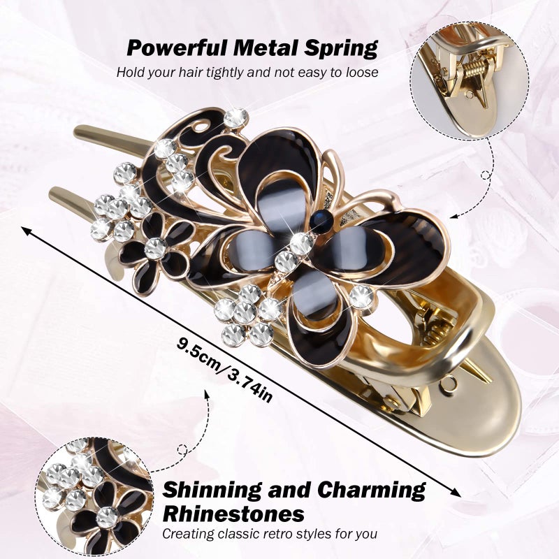 CROWN GUIDE Hair Clip, Sparkling Crystal Stone Braided Hair Clips with Rhinestone Butterfly and Flower Design, Large Size, Thick Long Decorative Hair Accessories for Women/Girls - Image 5