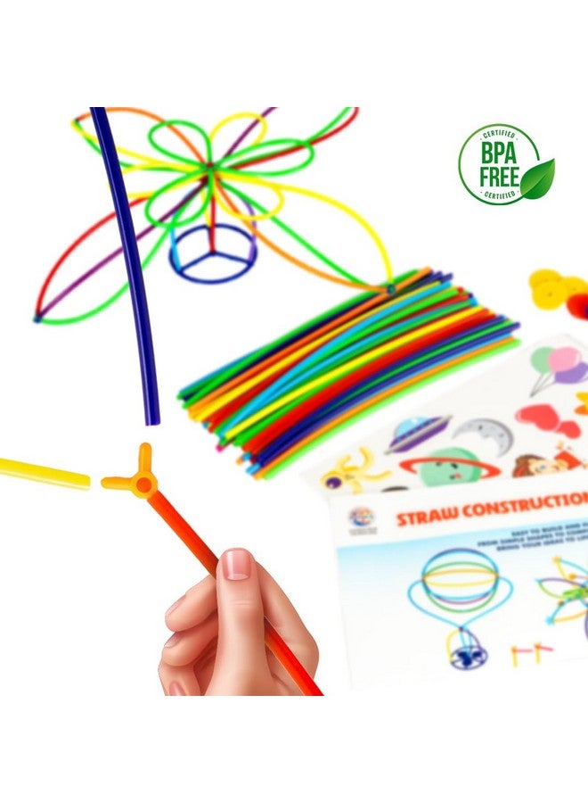 RATNA'S Straw Construction Kit Senior with 100 Straws and 144 Connectors to Connect, Construct & Create Shapes, Objects Toys for Kids 5+ Years - Image 2