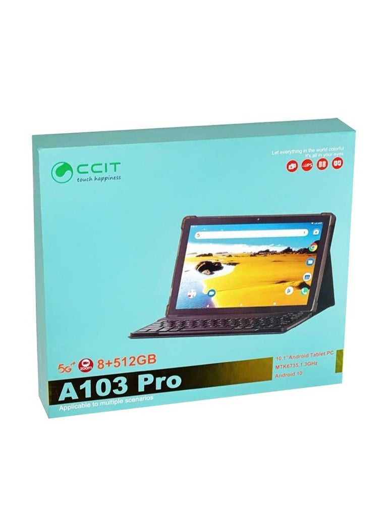 CCIT - CCIT A103 Pro 5G 10.1 Inch Tablet PC Dual Sim 8GB RAM 512GB ROM 5800mAh Battery with Wireless Keyboard and PU Tablet Cover - Image 1