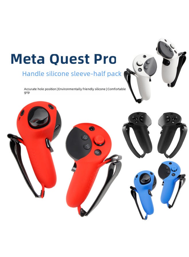 Loquat Meta Quest Pro Handle Silicone Case Full Half Bag Drop-resistant Protective Case Charging Stand Charging VR Accessories-Product Color:Red - Image 2