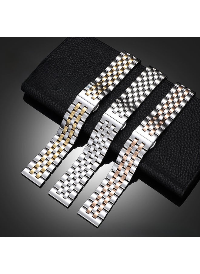 Generic - For Meidu Five Beads Stainless Steel Strap Solid Universal Smart Watch Chain For HuaweiFor SamsungFor AppleAmazon-Color:MD-Black-intelligent Five Beads-Specifications:Universal Flat Head Size 20mm - Image 1