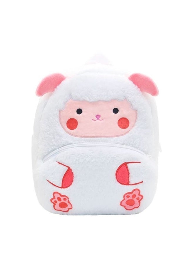 Toddler Backpack for Boys and Girls, Cute Soft Plush Animal Cartoon Mini Backpack Little For Kids 2-6 Years (Lamb)  - Image 2