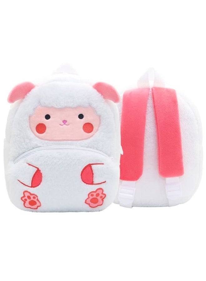 Toddler Backpack for Boys and Girls, Cute Soft Plush Animal Cartoon Mini Backpack Little For Kids 2-6 Years (Lamb)  - Image 1