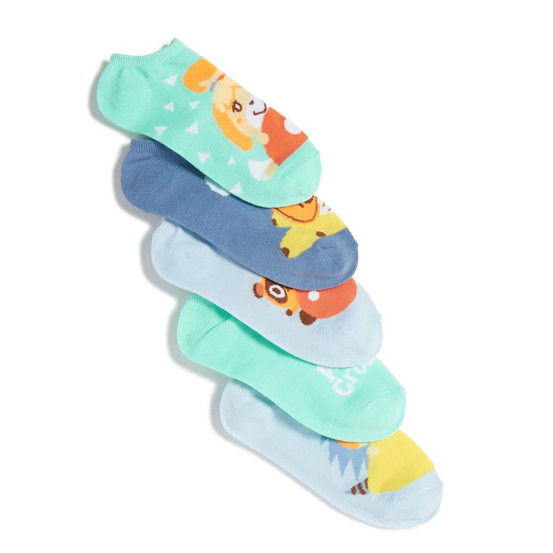 Nintendo womens Animal Crossing 5 Pack No Show Casual Sock, Blue Turq Multi, 9 11 US - Image 3