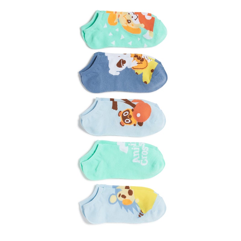 Nintendo womens Animal Crossing 5 Pack No Show Casual Sock, Blue Turq Multi, 9 11 US - Image 2