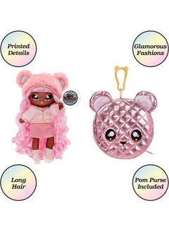 Na! Na! Na! Surprise Na! Na! Na! Surprise Glam Series Cali Grizzly Fashion Doll And Metallic Bear Purse  - Image 3