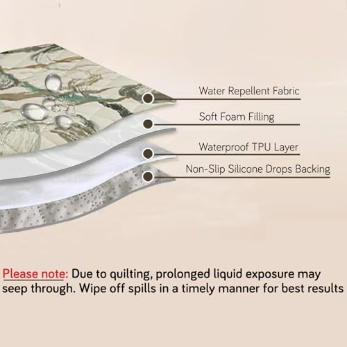 HOKIPO 'Elira Series' Polyester Blend Quilted Water Repellent + Waterproof + Quick Dry Sofa Cover Mat for 2 Seater Sofa with Pockets On Armrest Cover - Parchement Beige Abstract Art (AR-5239-C6) - Image 2