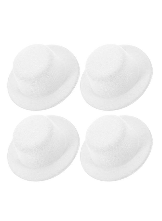 NUOBESTY Mini Felt Top Hats Diy Black Felt Top Hats Miniature Formal Hats For Diy Crafts Snowman Ornaments4Pcs(White) - Image 2