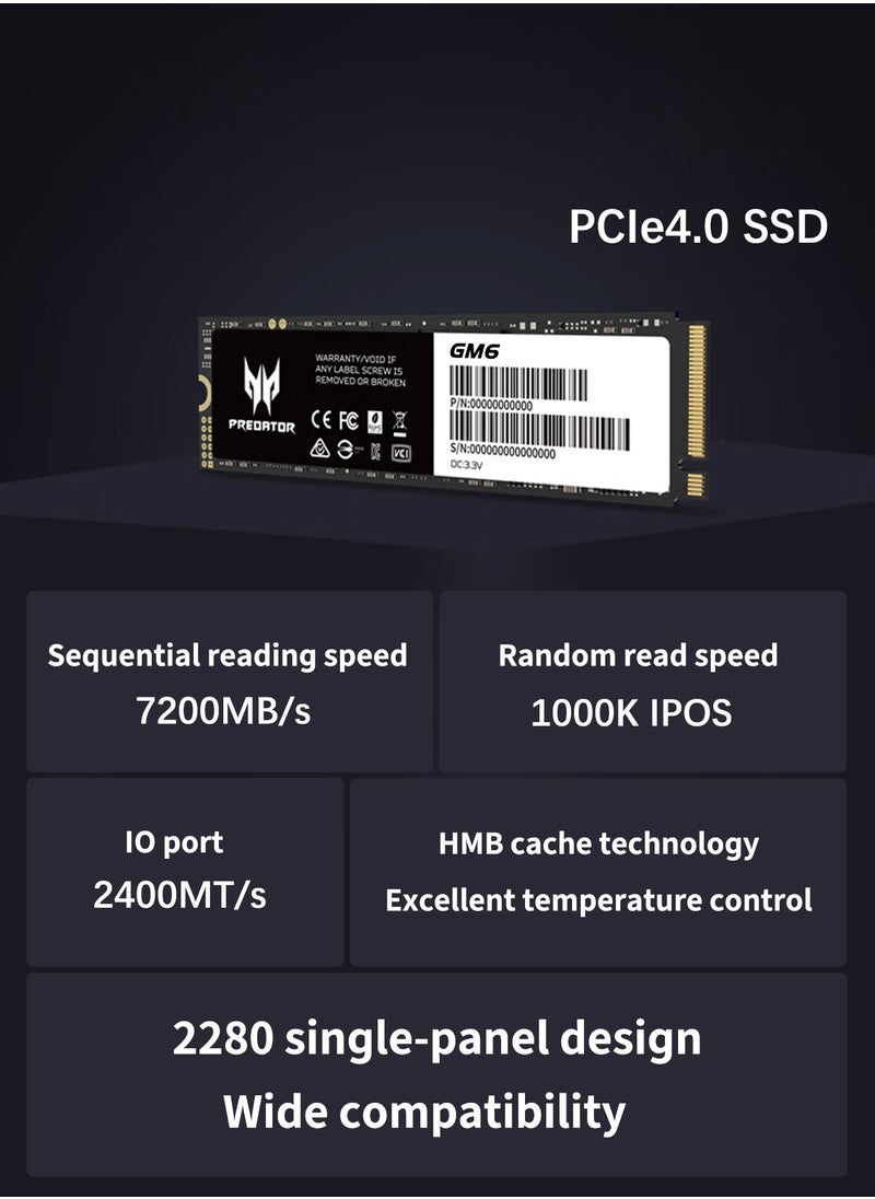 بريداتور - 2 تيرابايت 7200 ميجابايت / ثانية SSD PCIe NVMe Gen4 M.2 2280 ، محركات أقراص صلبة داخلية ، متوافقة مع PS5 ، كمبيوتر مكتبي ، كمبيوتر محمول ، بما في ذلك غرفة التبريد وأدوات التفكيك وتعليمات التثبيت - Image 1